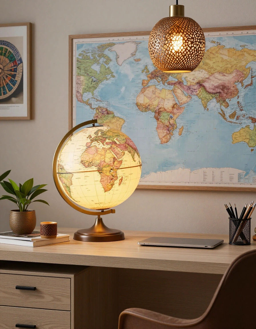 18. Travel-Inspired Home Office Lighting