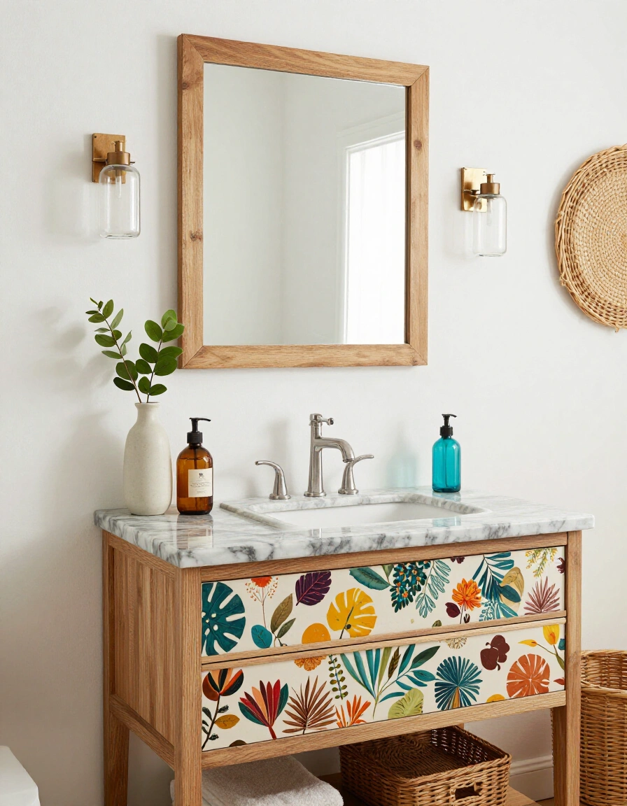 13. Eclectic Boho Bathroom Vanity