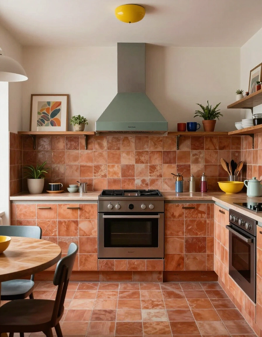 14. Eclectic Desert Tones Backsplash