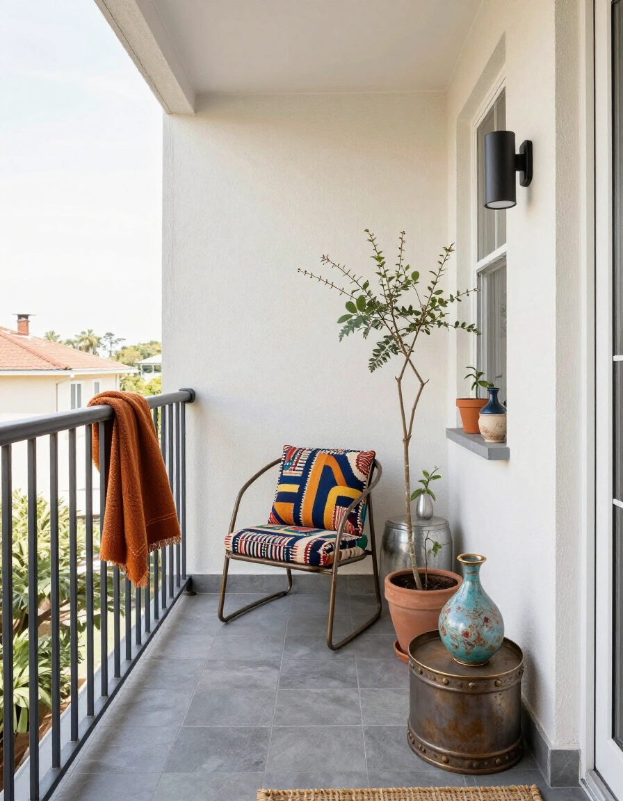 13. Eclectic Industrial Balcony