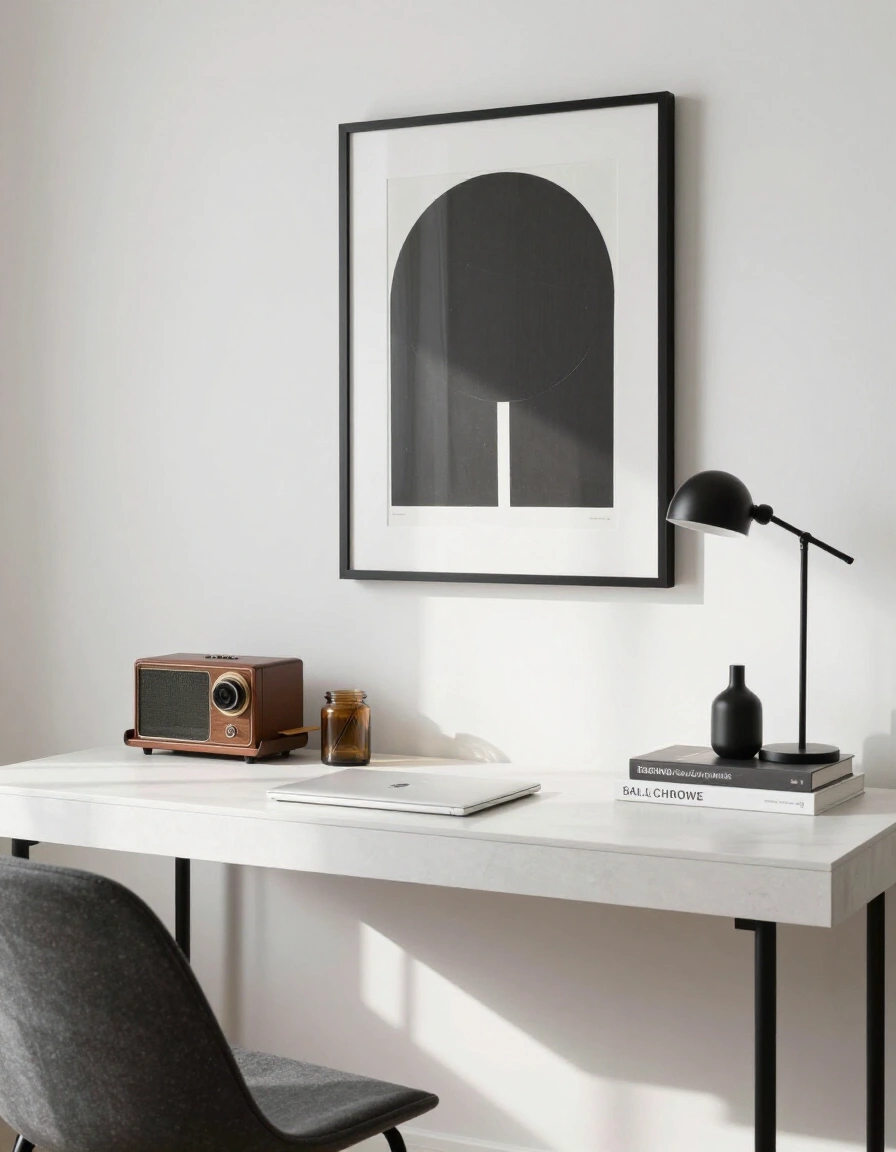 13. Eclectic Minimalist Desk Space