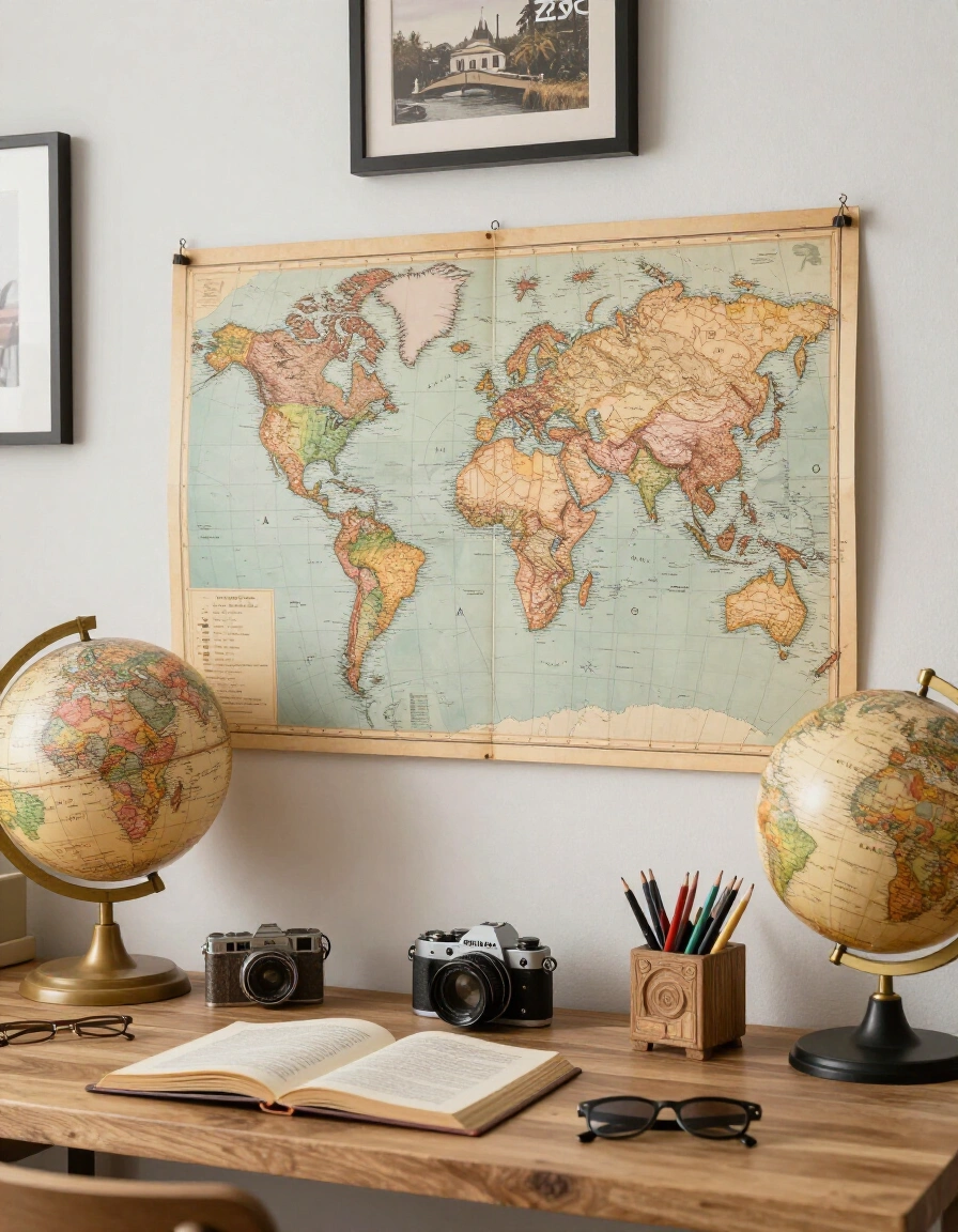 18. Travel-Inspired Desk Decor