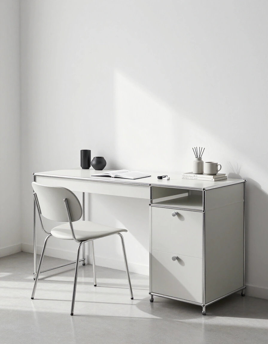20. Effortlessly Chic Minimalist Work Area