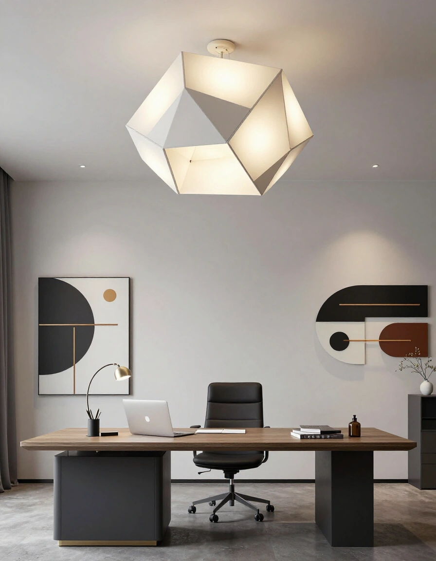 23. Geometric Modern Home Office Lighting
