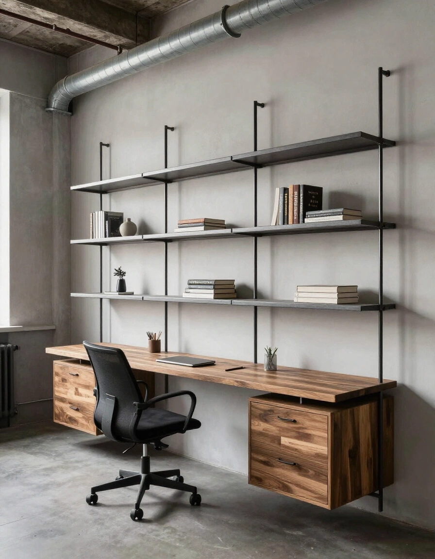 4. Modern Industrial Floating Shelves