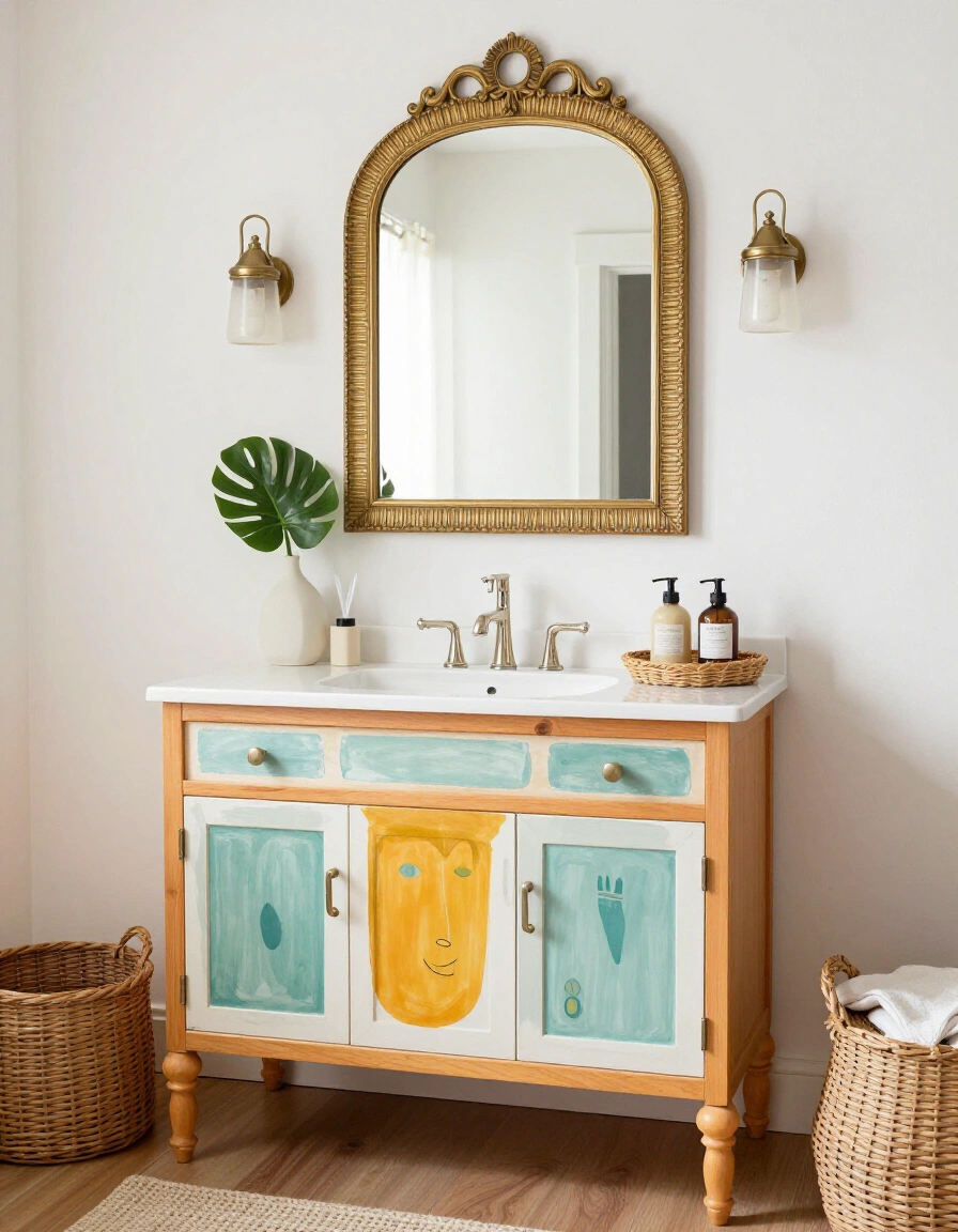 26. Funky Boho Bathroom Vanity