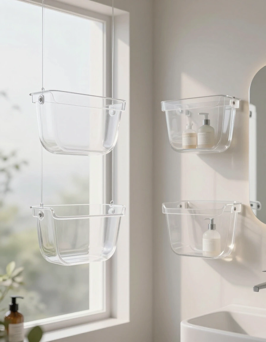 24. Futuristic Flair with Acrylic Baskets