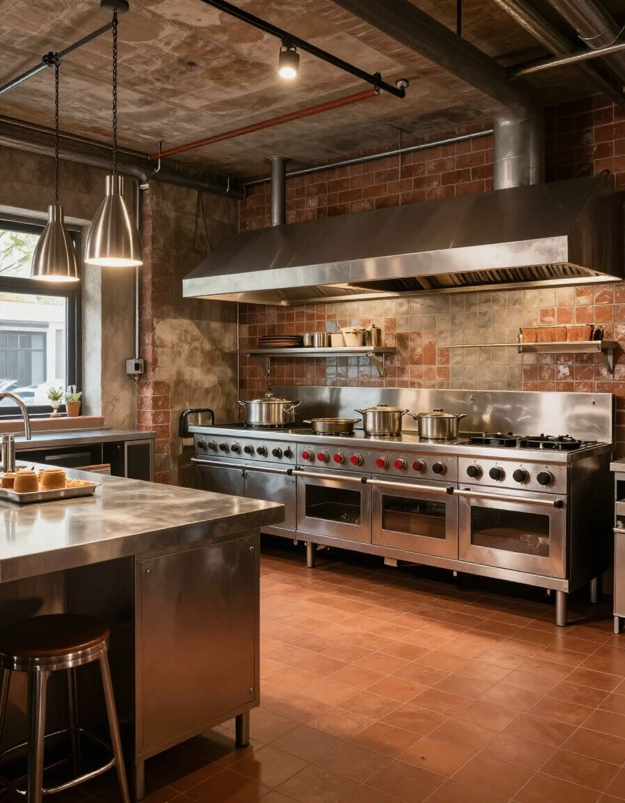 6. Industrial Desert Tones Backsplash