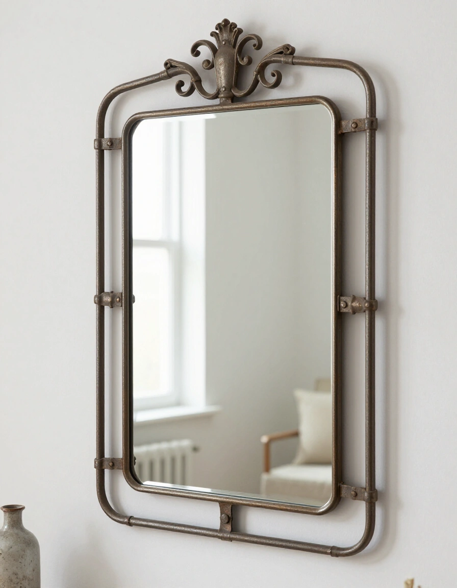 22. Industrial Vintage Ornate Wall Mirror