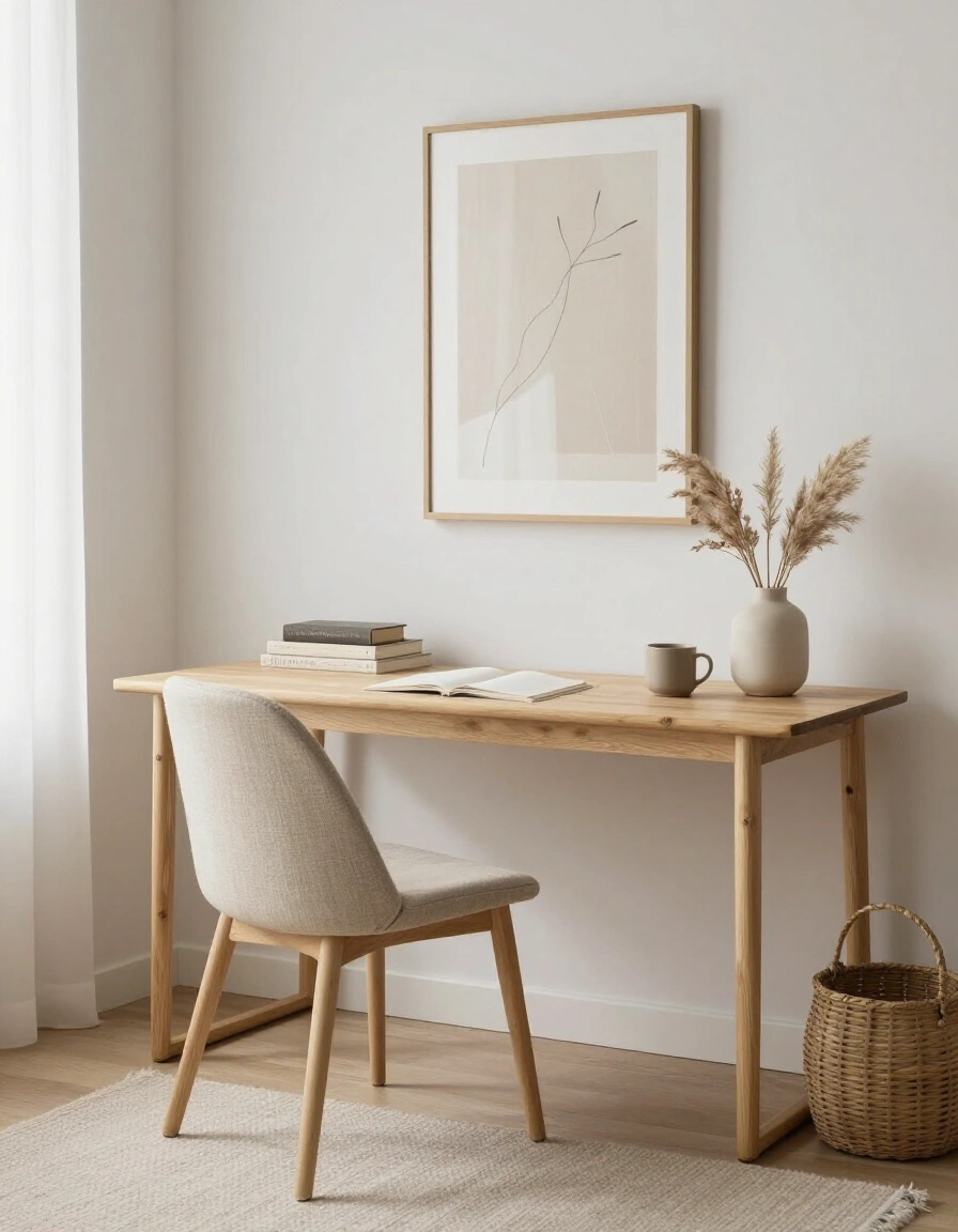17. Japandi Minimalist Workspace