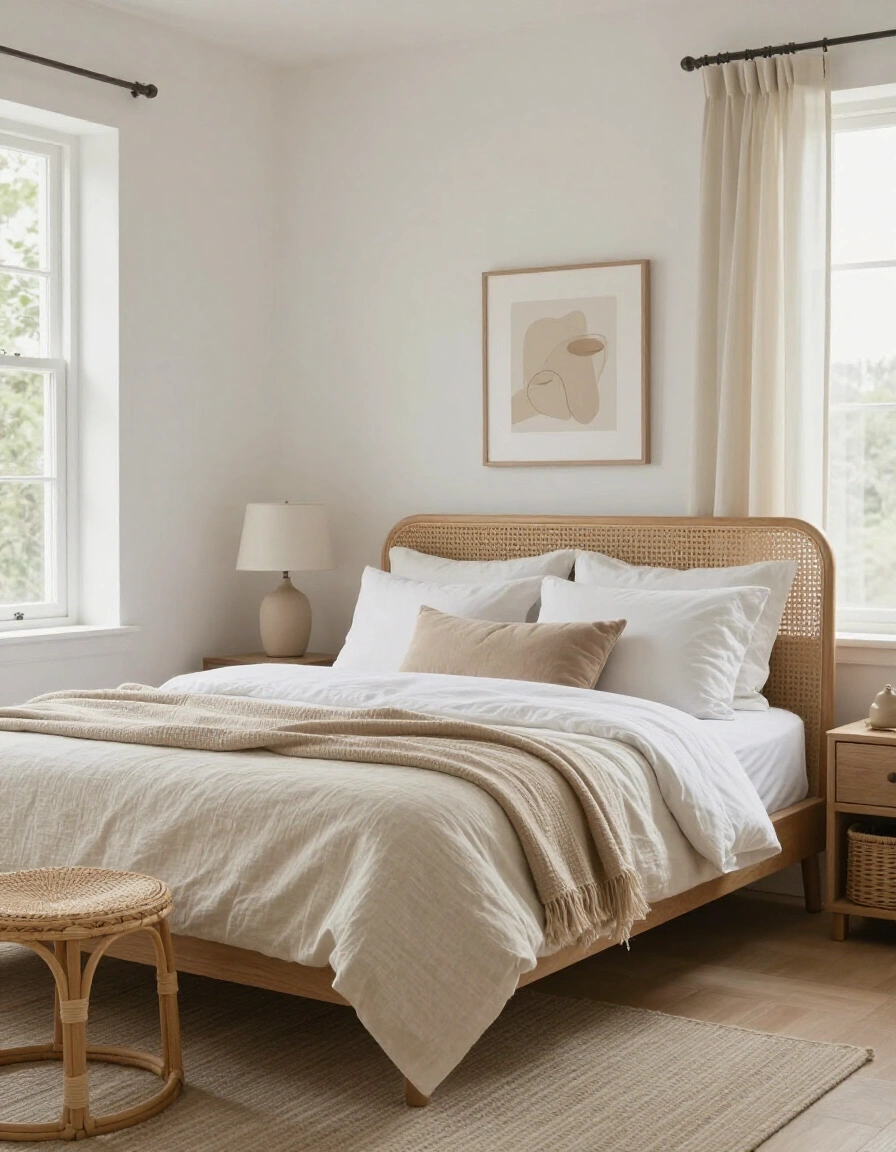 21. Linen and Rattan Accents