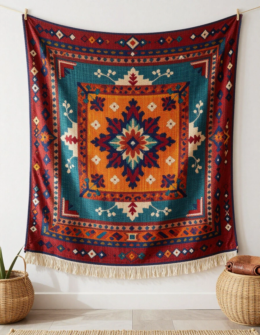 18. Maximalist Boho Bedroom Wall Tapestry