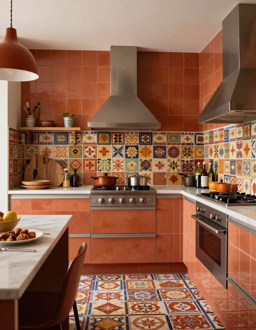 19. Maximalist Desert Tones Backsplash