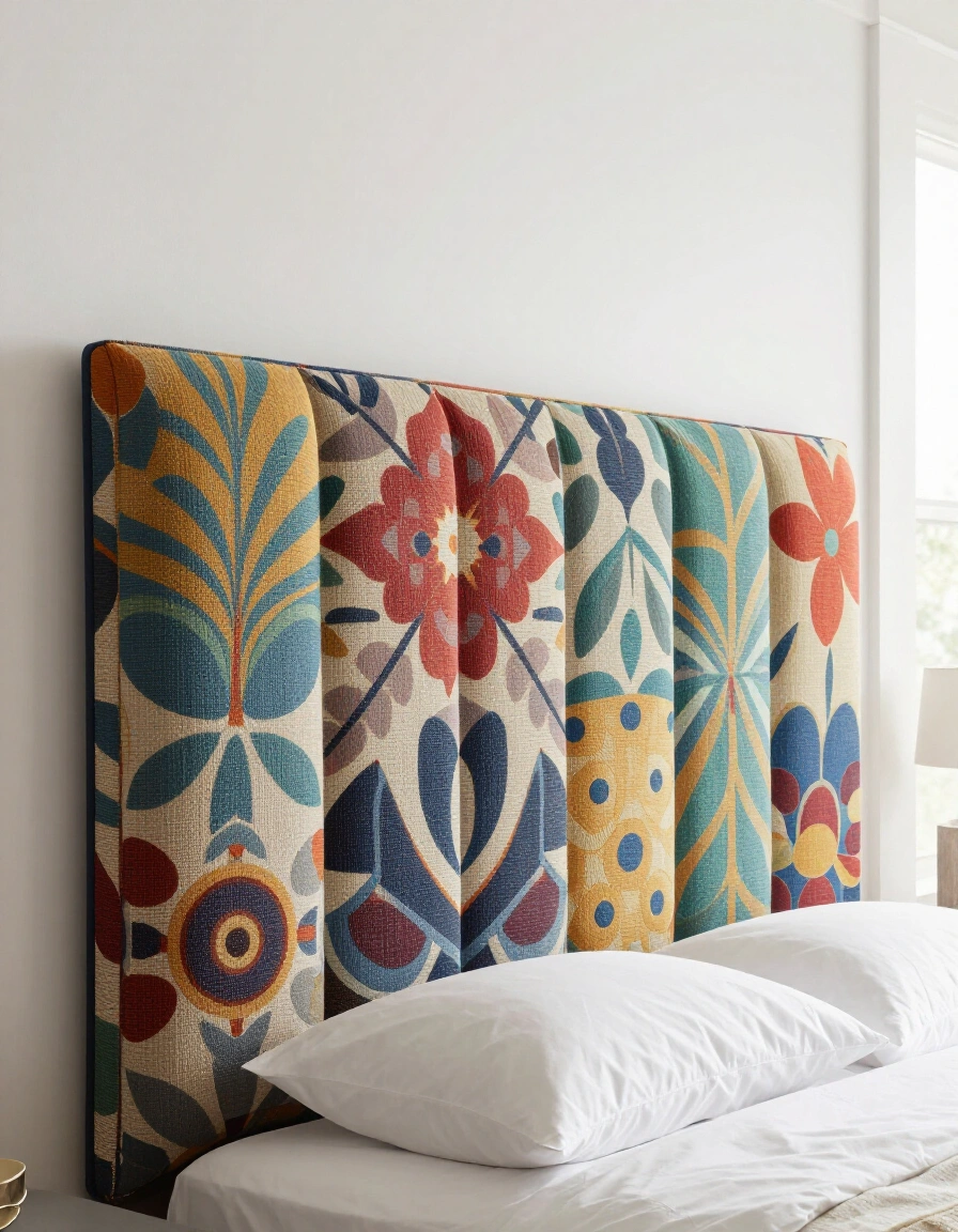 19. Maximalist Patterned Fabric Headboard