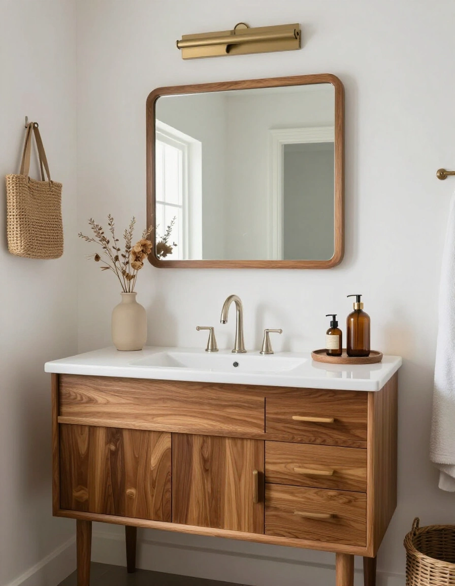 14. Mid-Century Modern Boho Bathroom Vanity