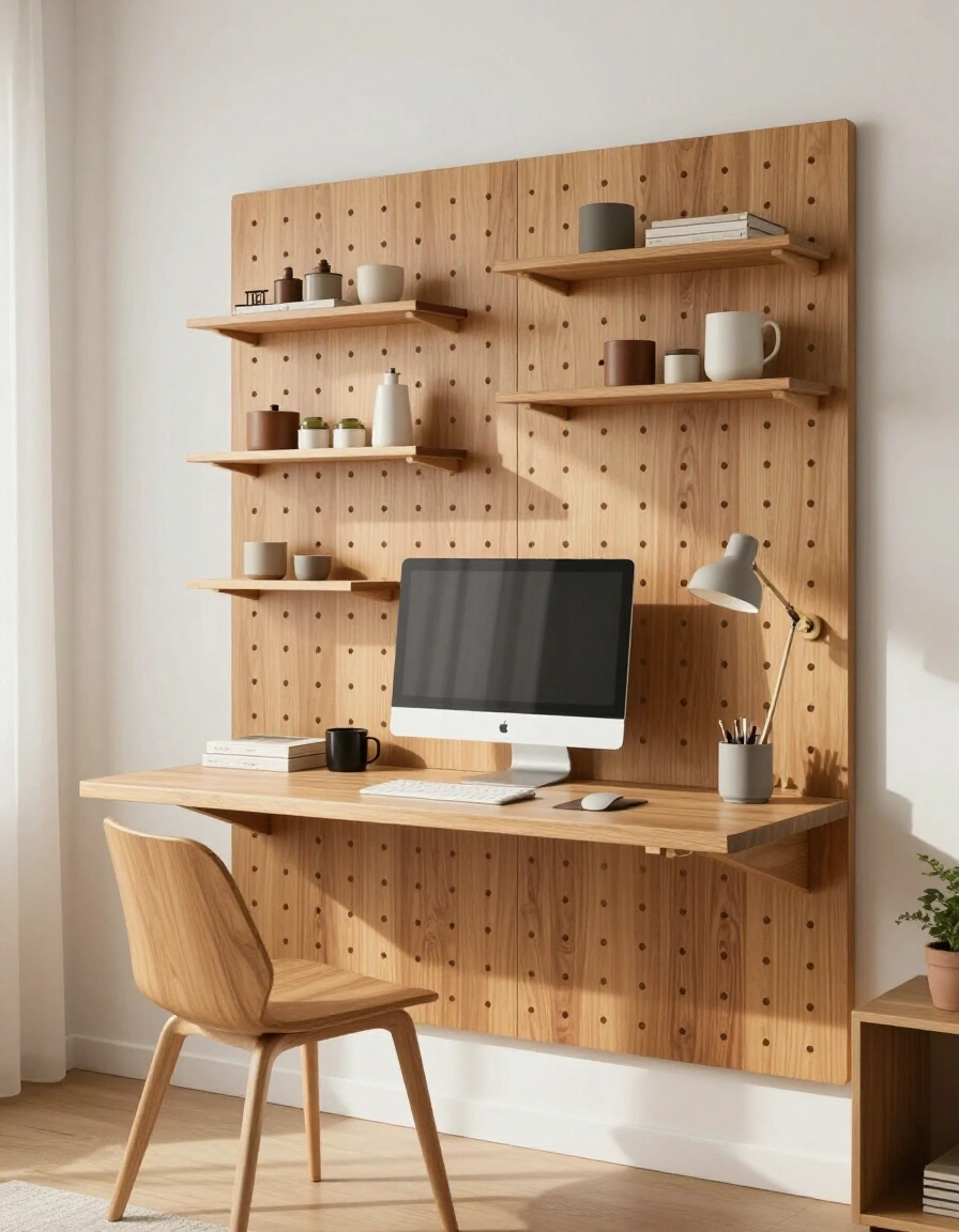 15. Mid-Century Modern Pegboard Elegance