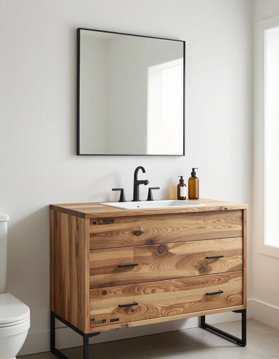 23. Modern Rustic Boho Bathroom Vanity