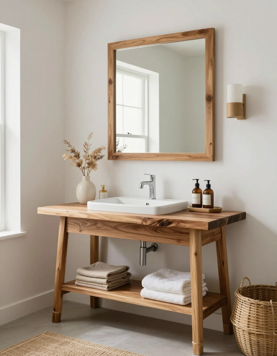 12. Nature-Inspired Boho Bathroom Vanity