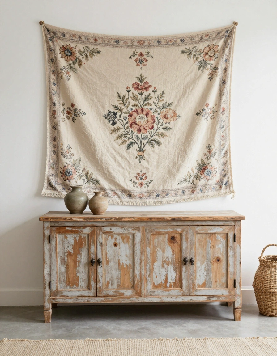 6. Rustic Farmhouse Boho Bedroom Wall Tapestry