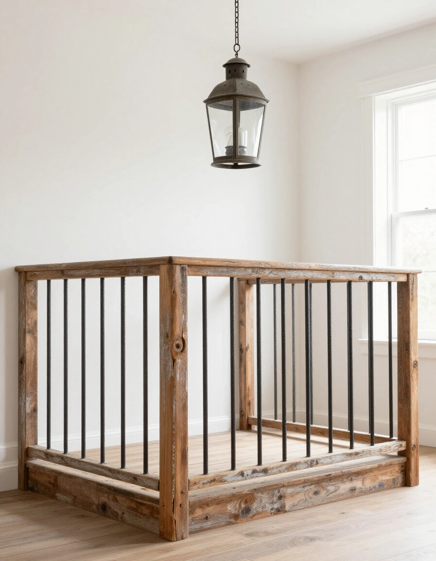6. Rustic Farmhouse Industrial Balcony