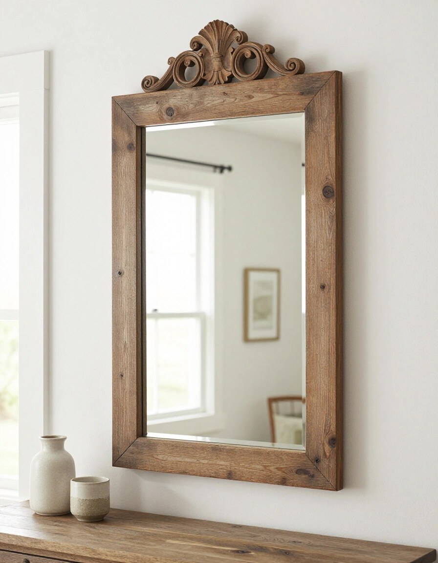 7. Rustic Farmhouse Ornate Wall Mirror
