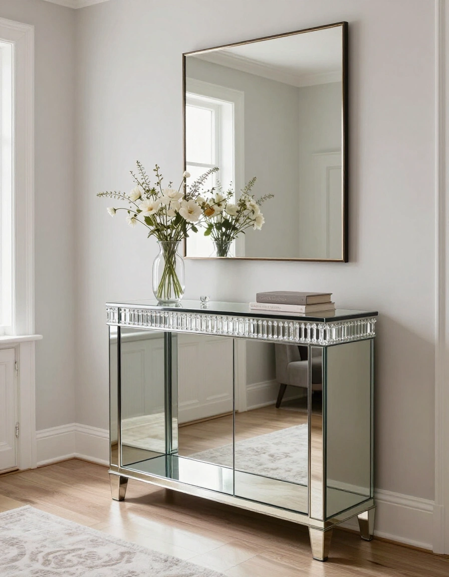 26. Scandinavian Entryway with a Touch of Glam