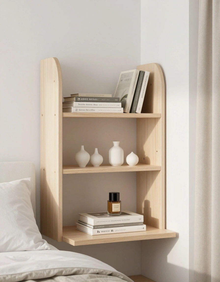 10. Small Space Built-In Headboard Shelf