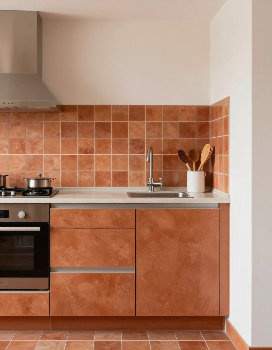 10. Small Space Desert Tones Backsplash