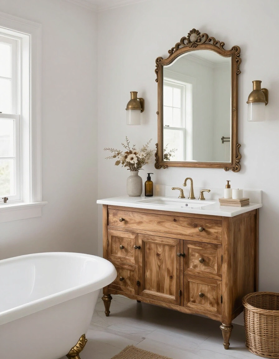 19. Vintage Boho Bathroom Vanity