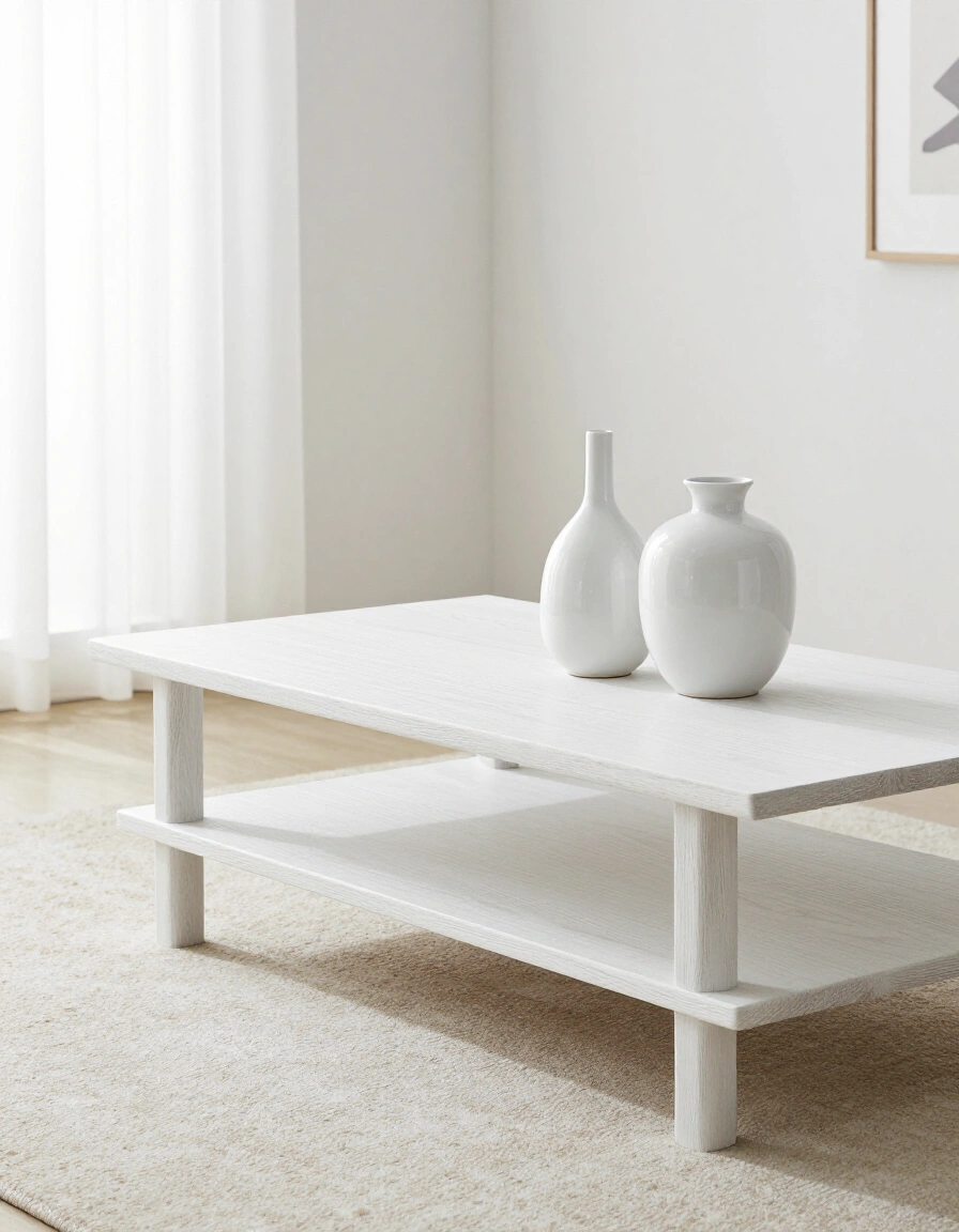 12. All-White Japandi Coffee Table
