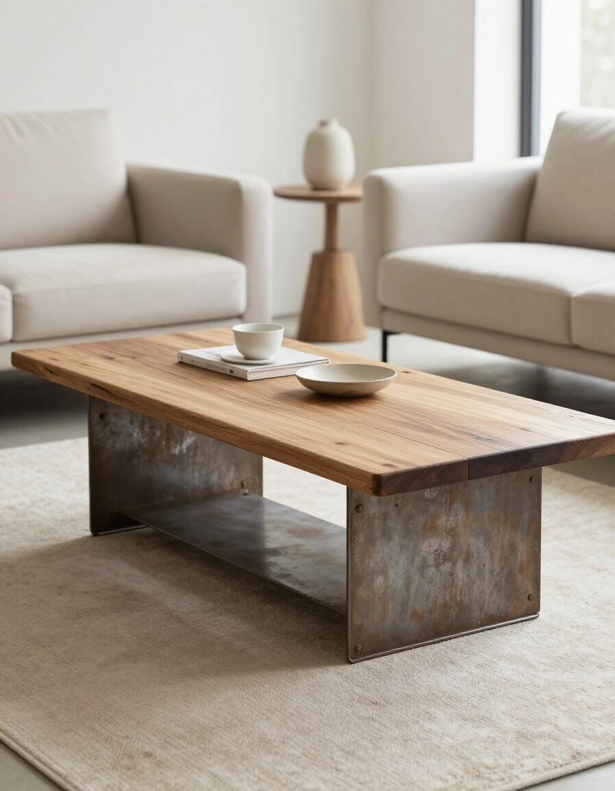 6. Industrial Japandi Coffee Table