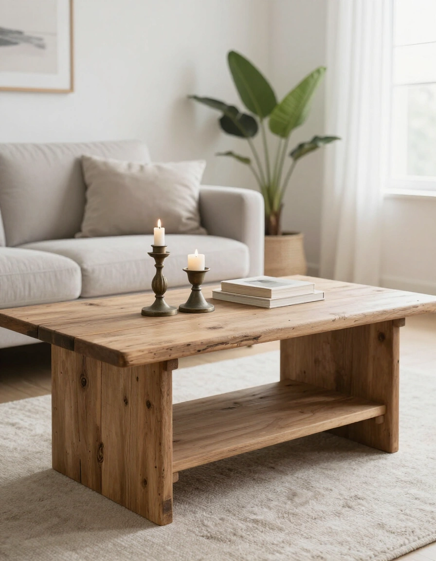 7. Rustic Farmhouse Japandi Coffee Table