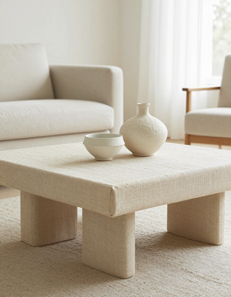 21. Textured Japandi Coffee Table